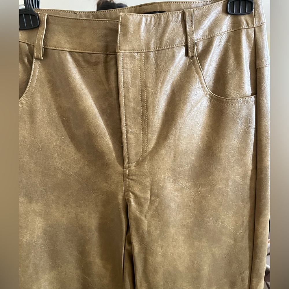 PrettyLittleThing Olive Faux Leather Trousers - Picture 5 of 12